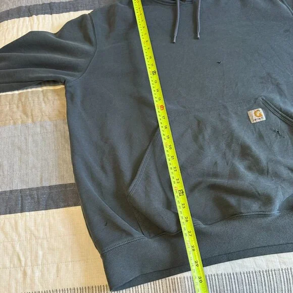 Carhartt Hoodie Sweatshirt Mens XL Gray Yellow Distressed Grunge Long Sleeve - Picture 9 of 10